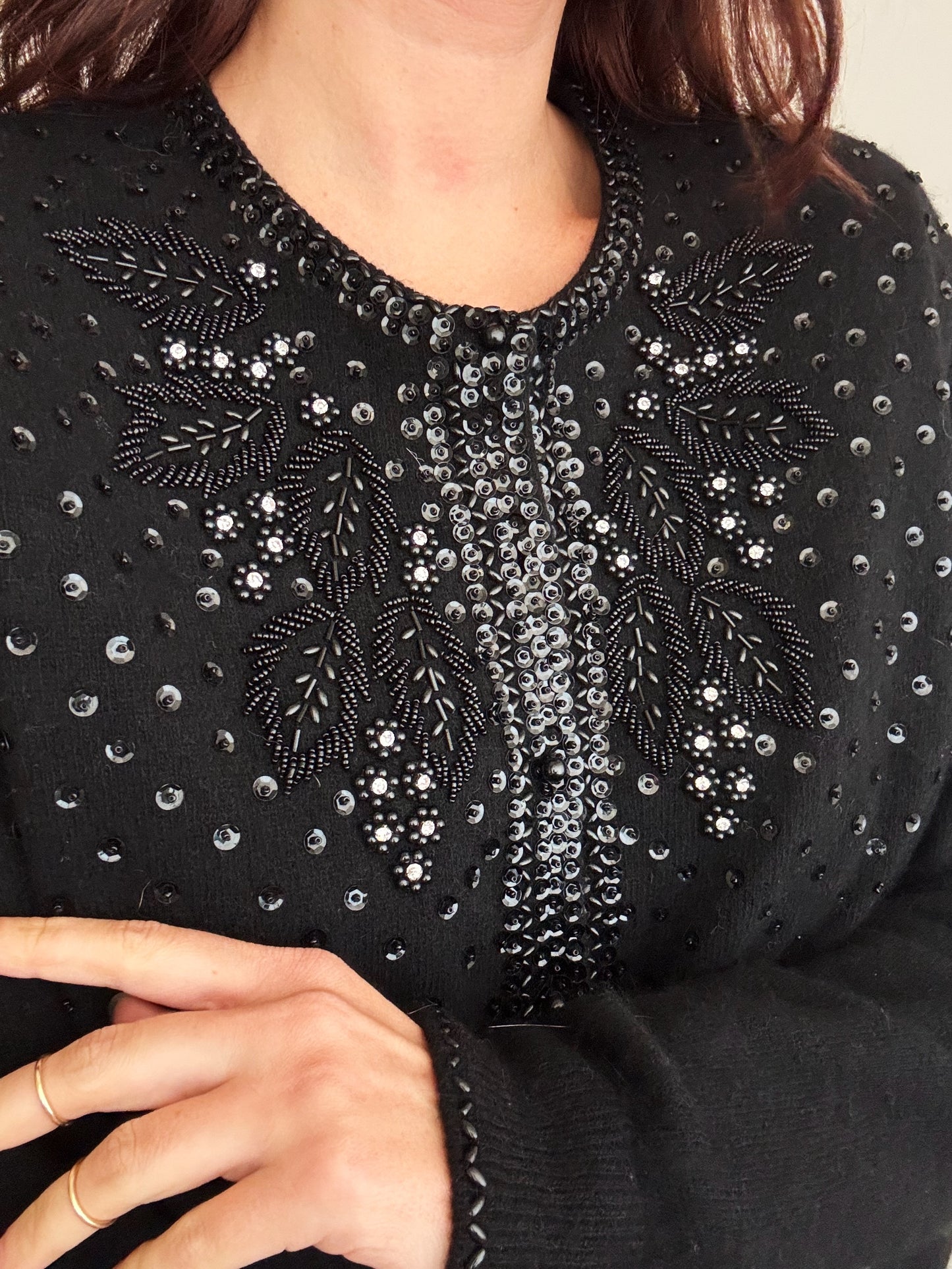 Cardigan paillettes e perline L