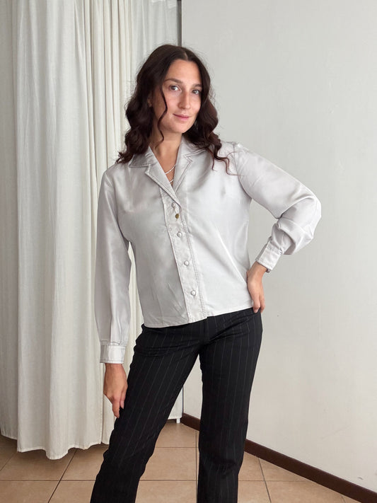 Camicia seta grigia argento M
