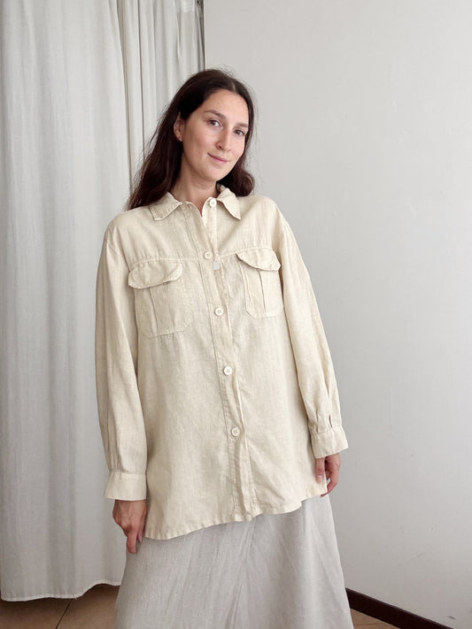 Camicia in lino beige M