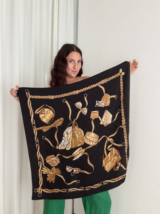 Foulard seta nero 80x80