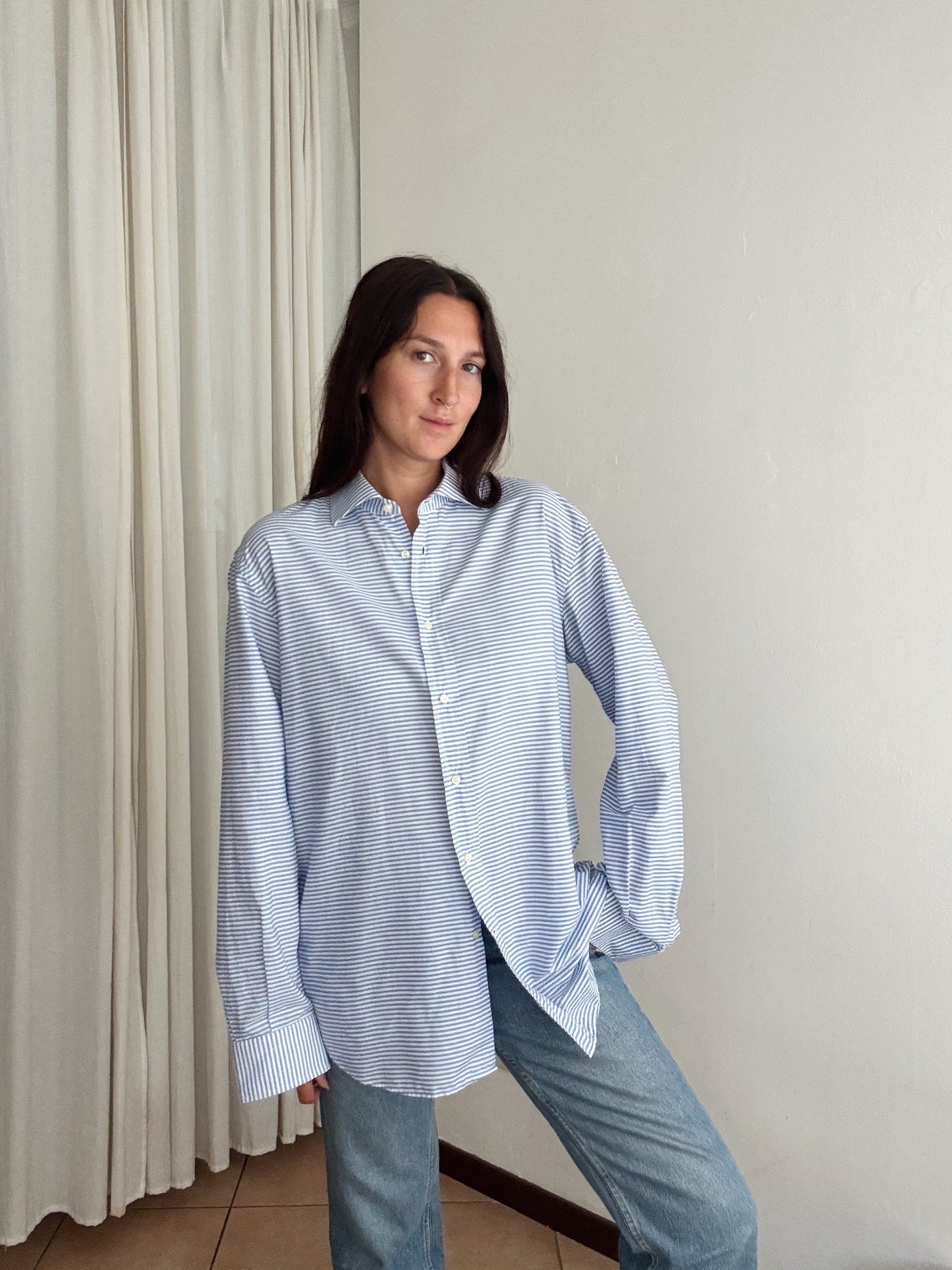 Camicia uomo a righe blu 40
