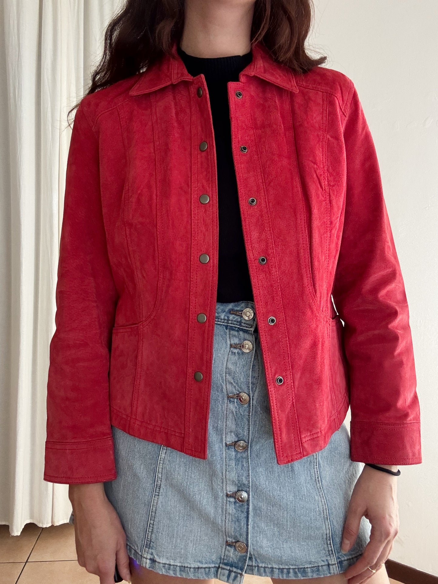 Giacca in pelle rossa M