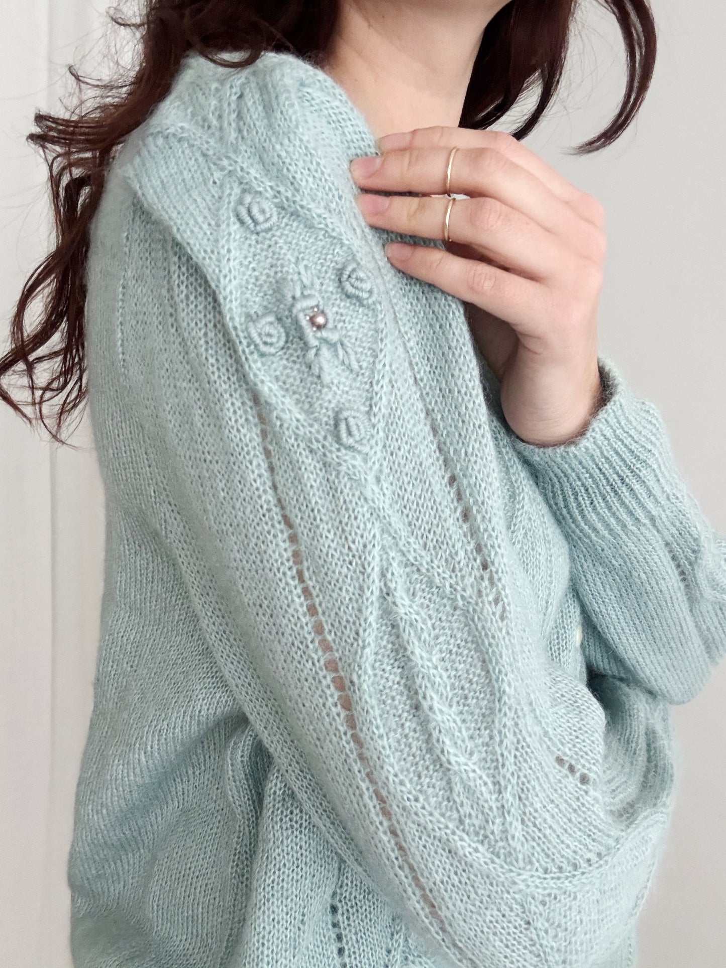 Cardigan azzurro mohair L