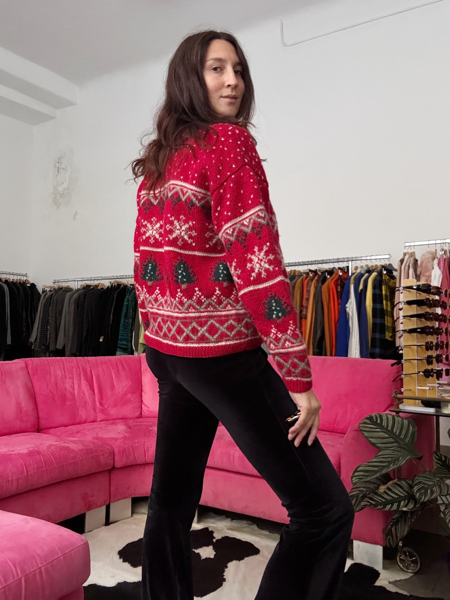 Cardigan rosso natalizio L