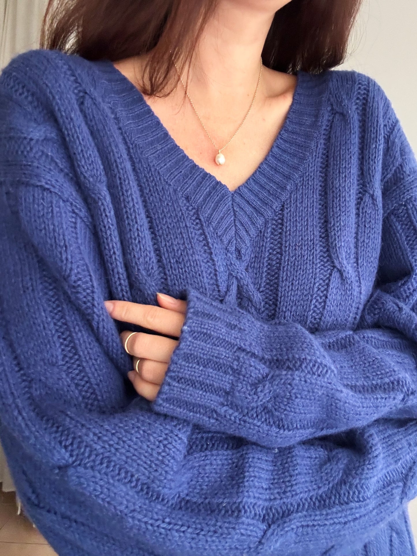 Maglione lana blu XL