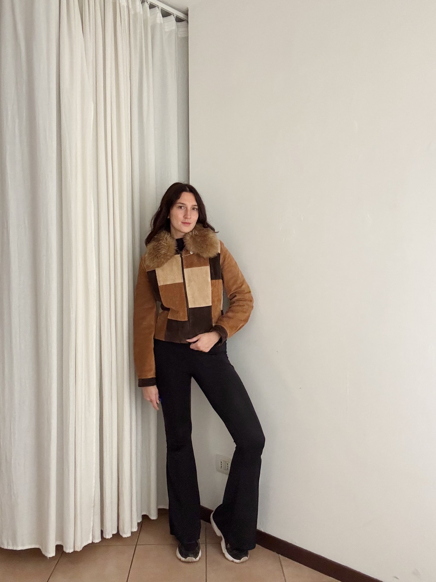 Giacca in pelle patchwork M