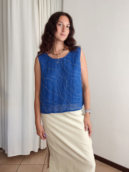 Top in seta ricamato M/L