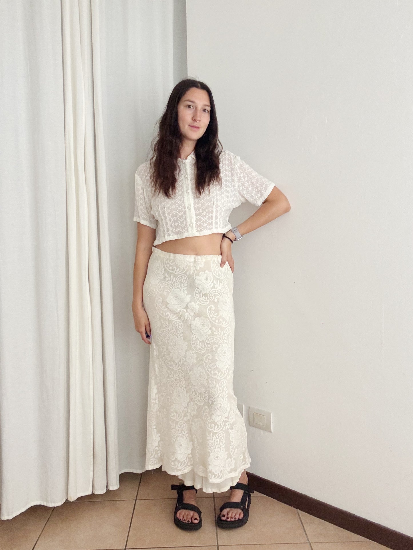 Gonna in pizzo bianco M
