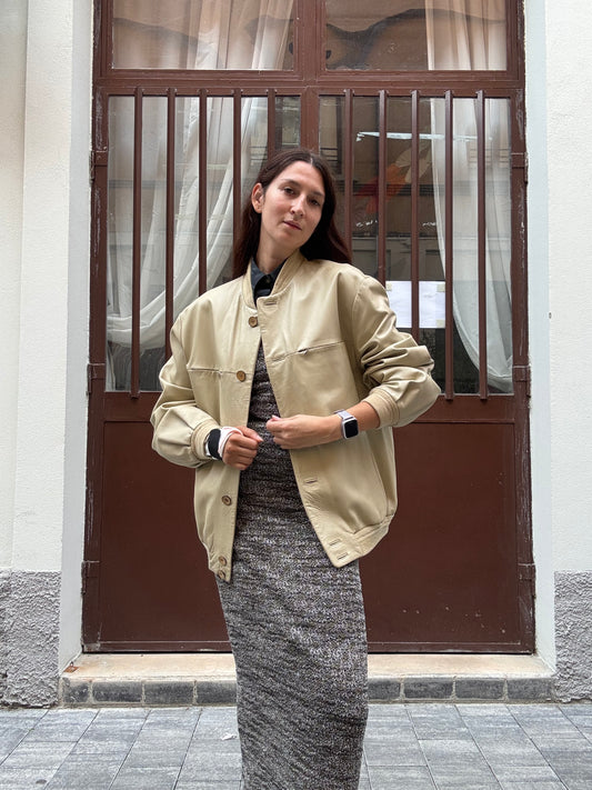 Bomber pelle beige 52