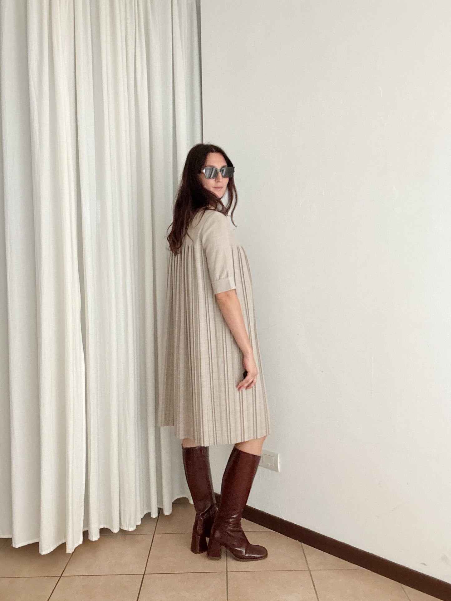Abito plissettato beige S/M