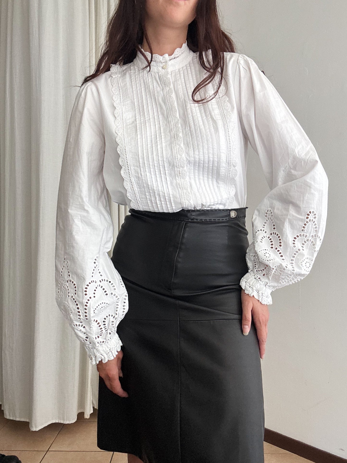 Camicia con maniche a sbuffo M