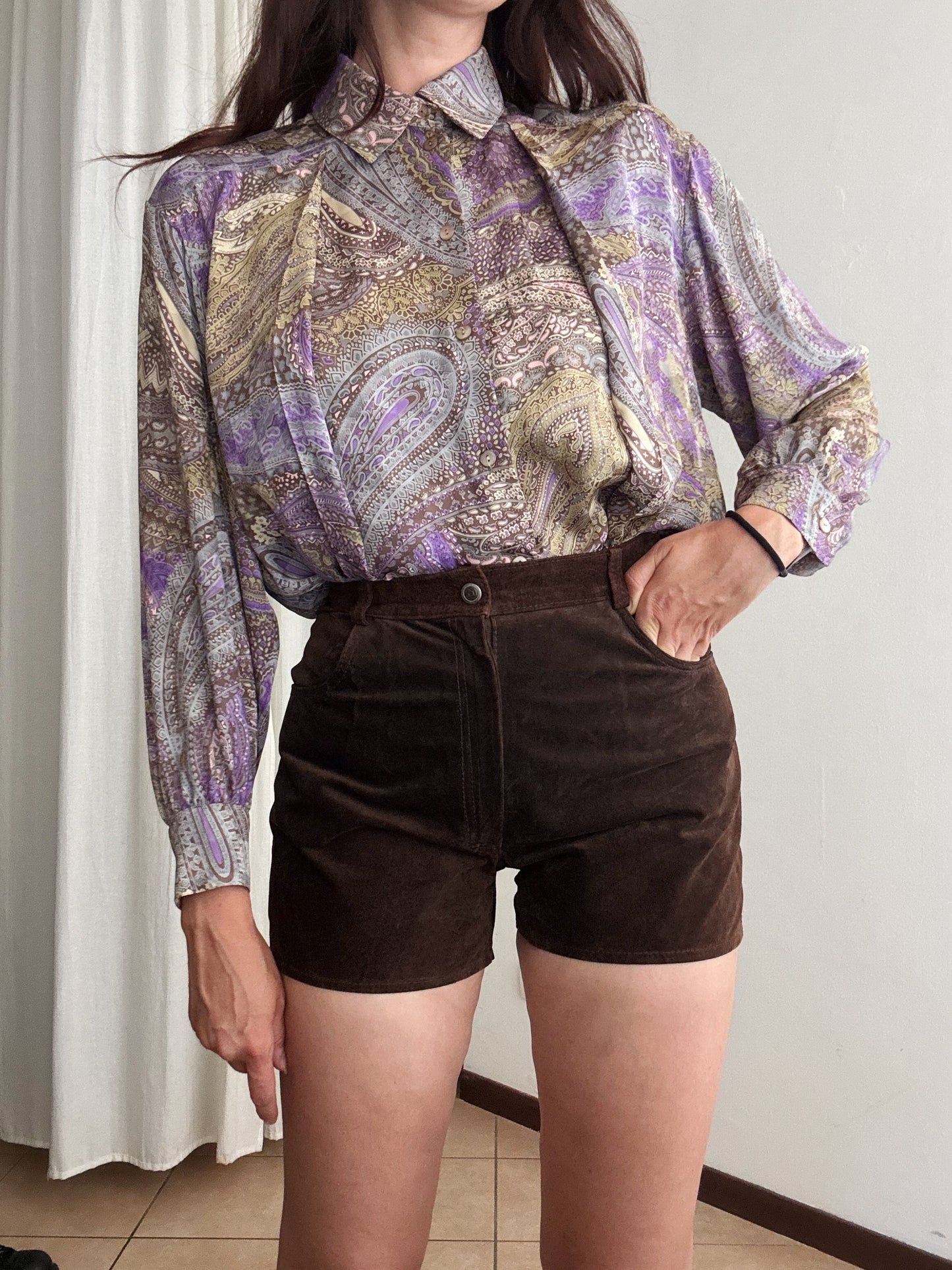 Shorts in pelle marrone 42