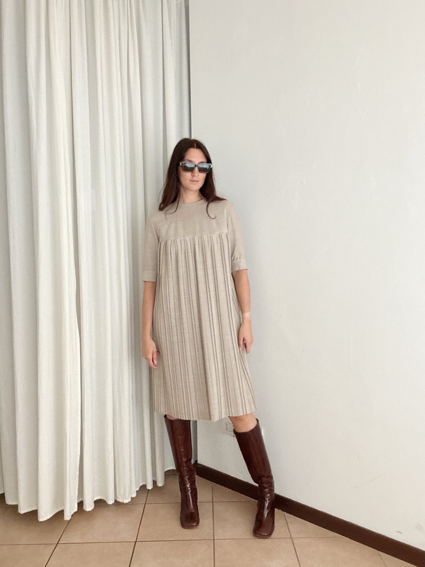 Abito plissettato beige S/M