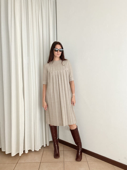 Abito plissettato beige S/M