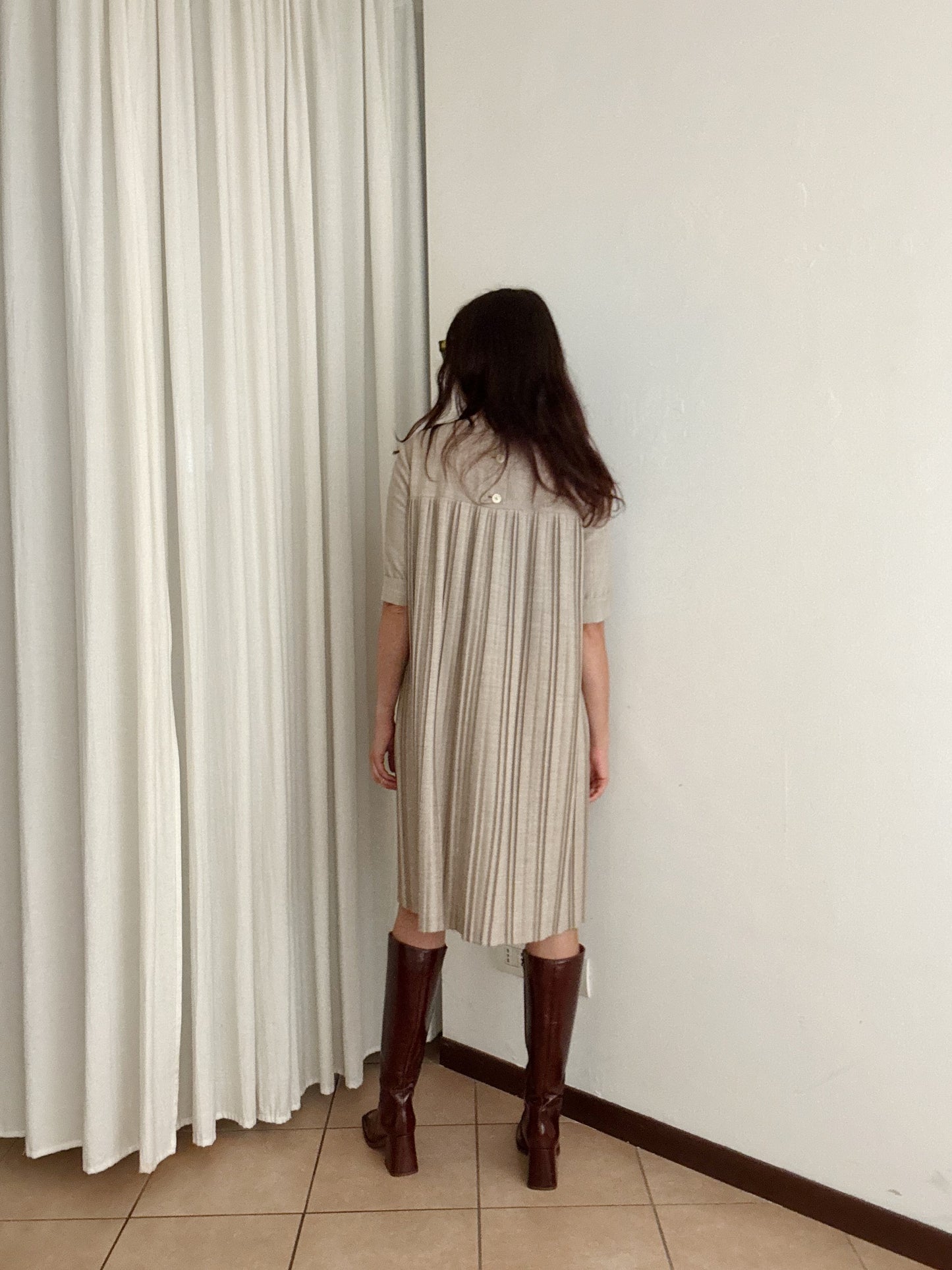 Abito plissettato beige S/M
