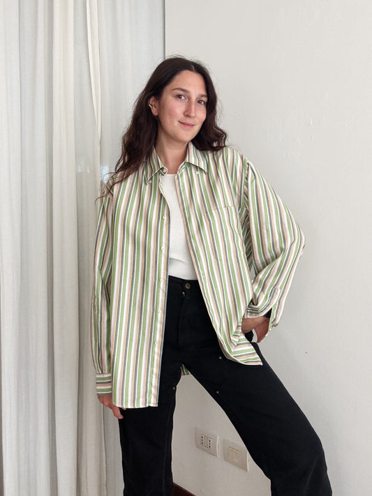 Camicia uomo a righe verdi 42