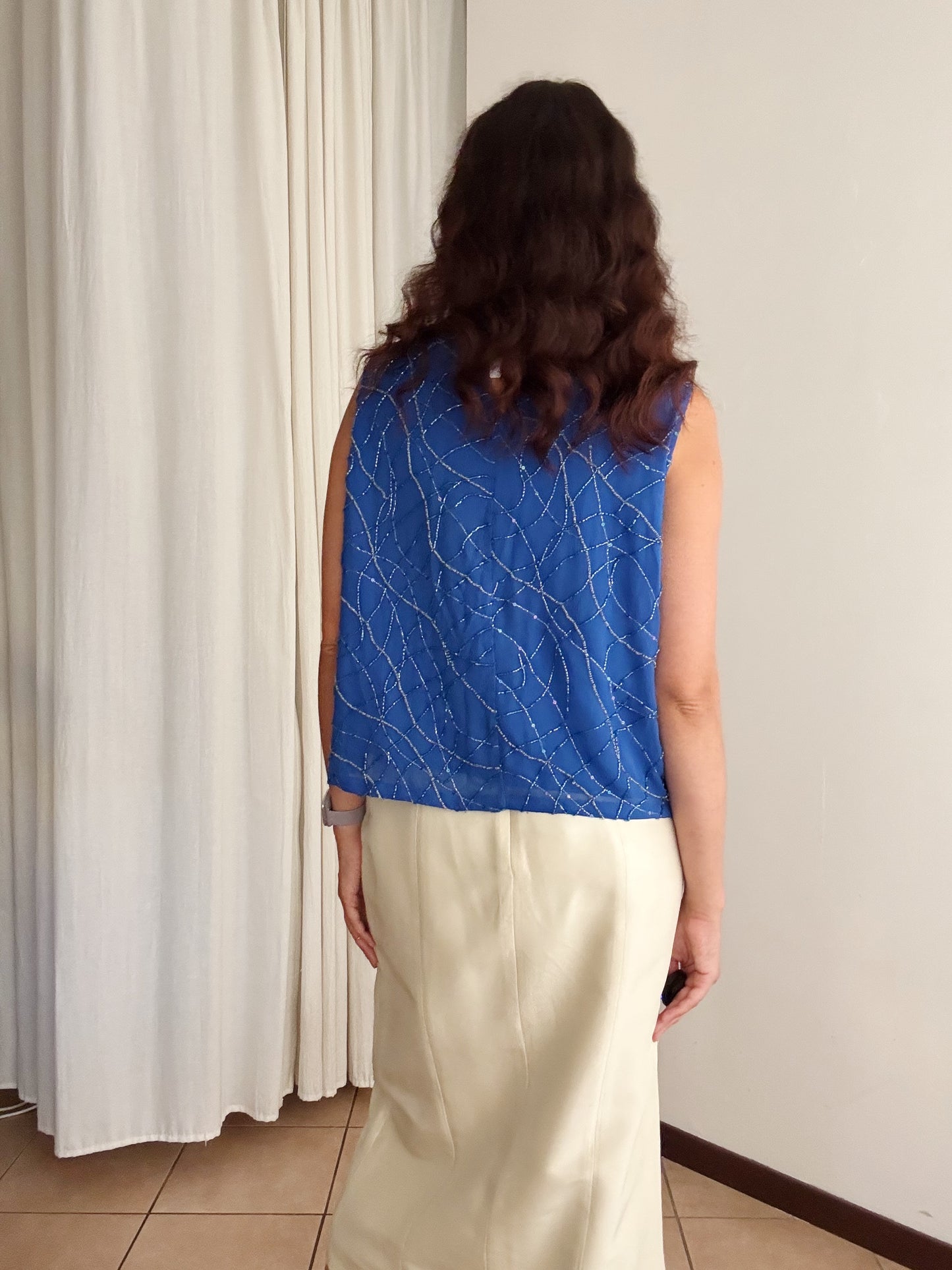 Top in seta ricamato M/L