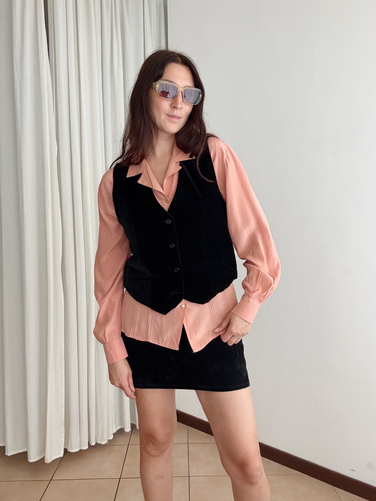 Gilet velluto nero M