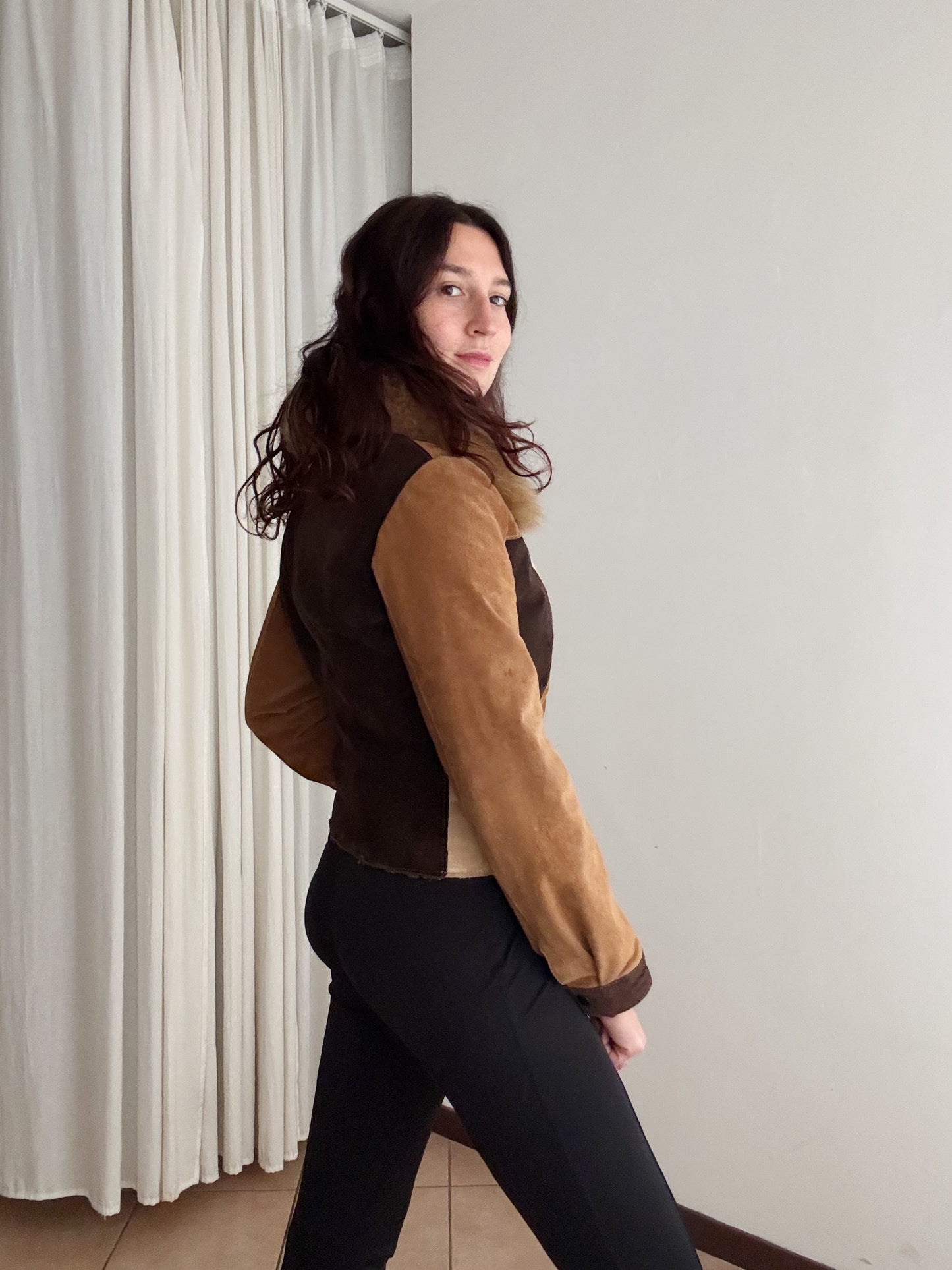 Giacca in pelle patchwork M