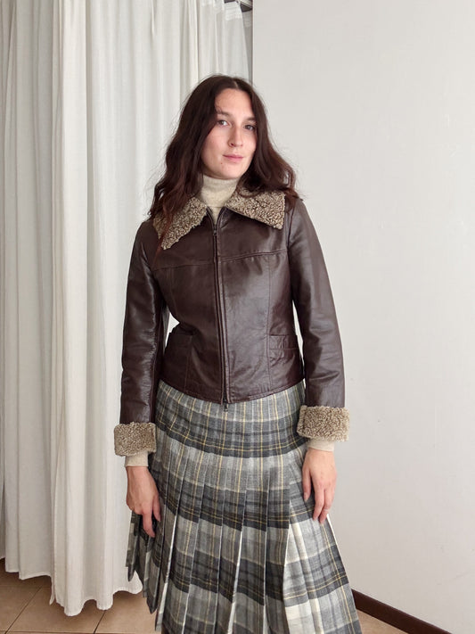 Giacca in pelle marrone 42