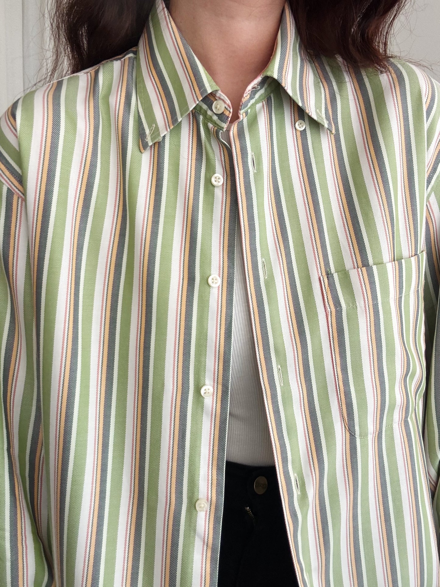 Camicia uomo a righe verdi 42