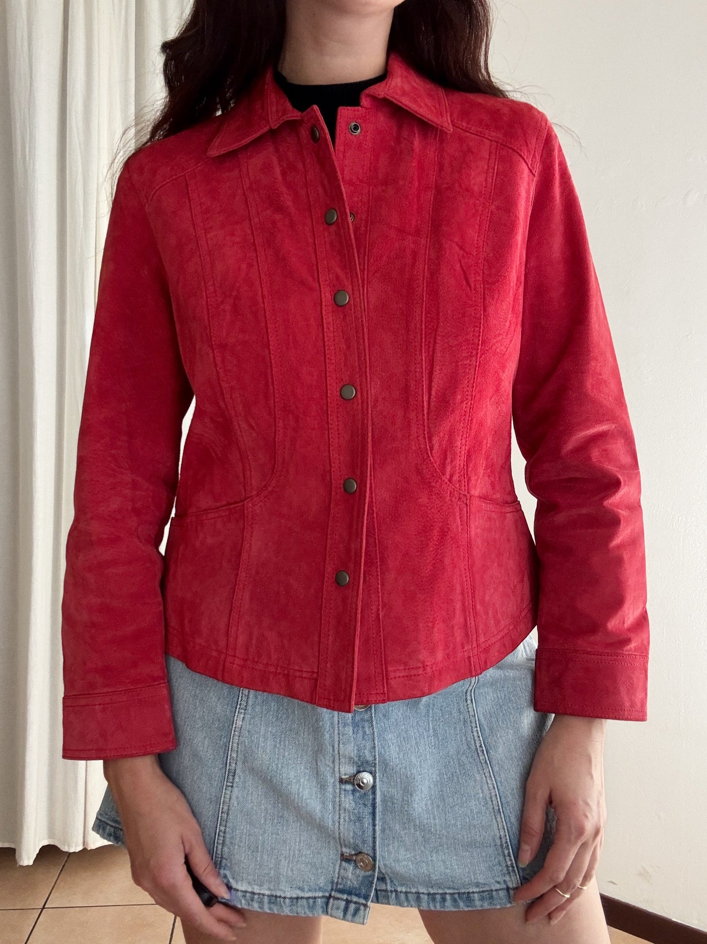 Giacca in pelle rossa M