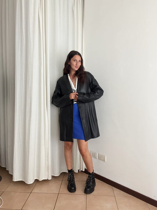 Giacca in pelle nera unisex L
