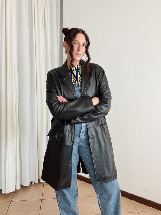 Giacca in pelle nera unisex M