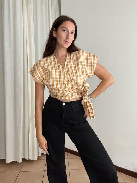 Top incrociato giallo M