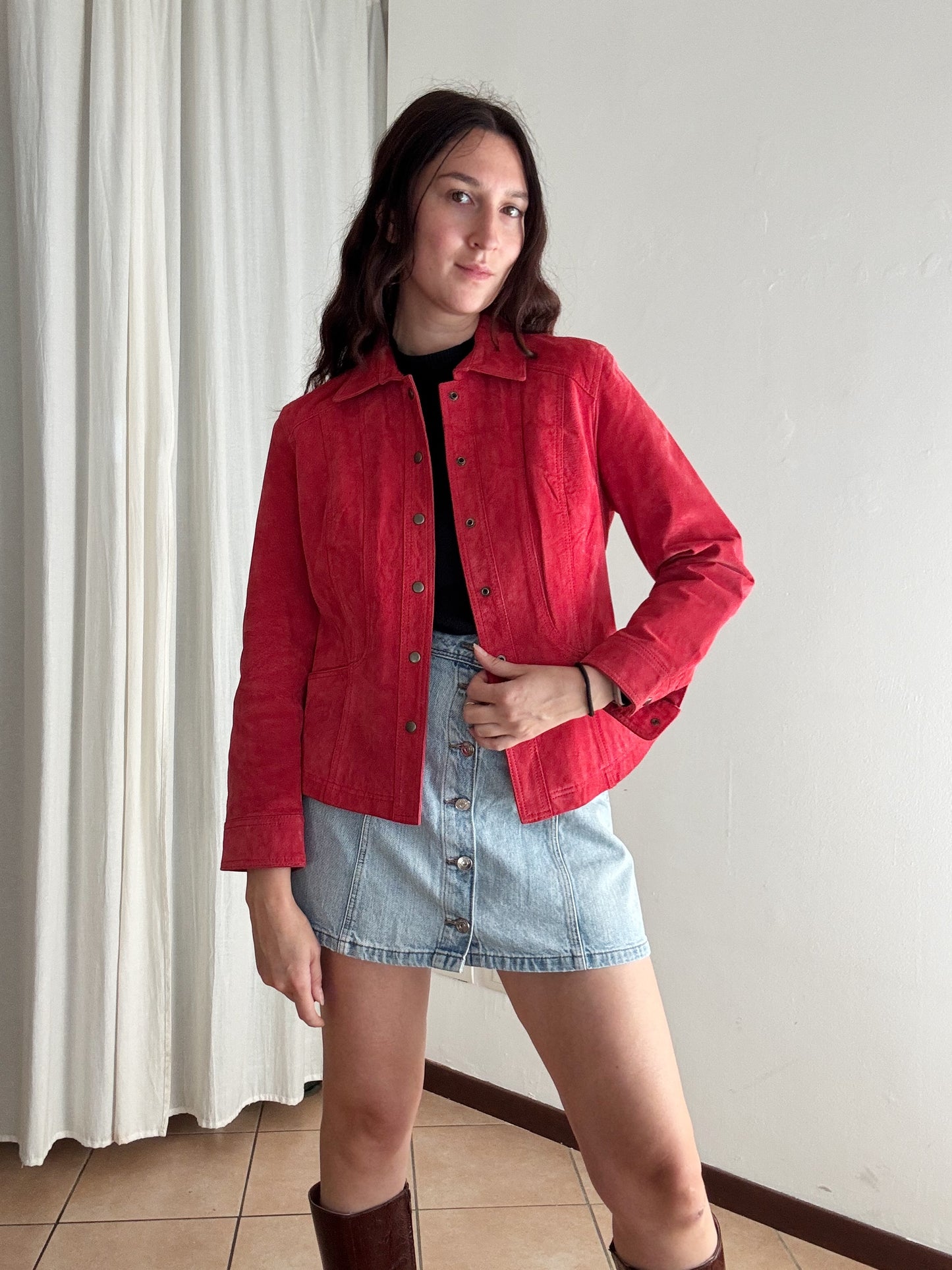 Giacca in pelle rossa M