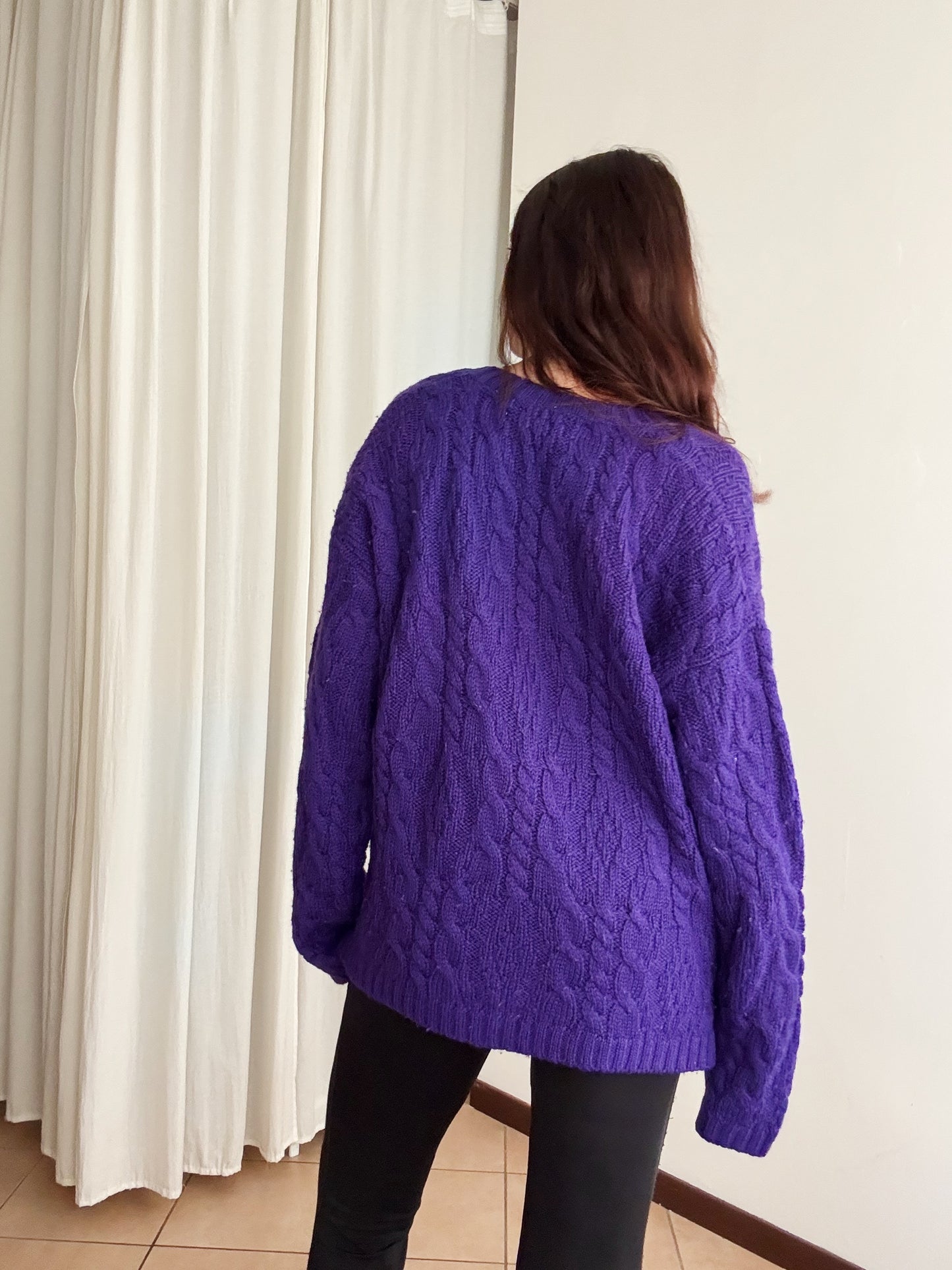 Maglione lana viola XL