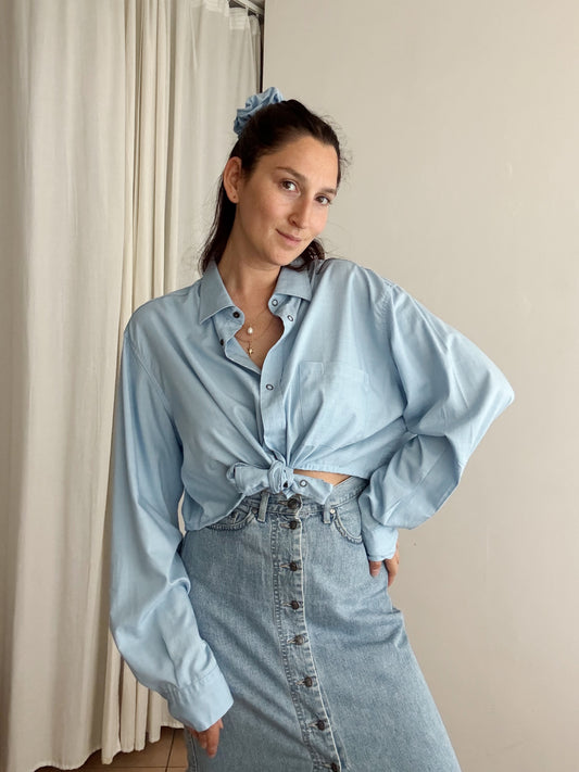Crop + scrunchie azzurra