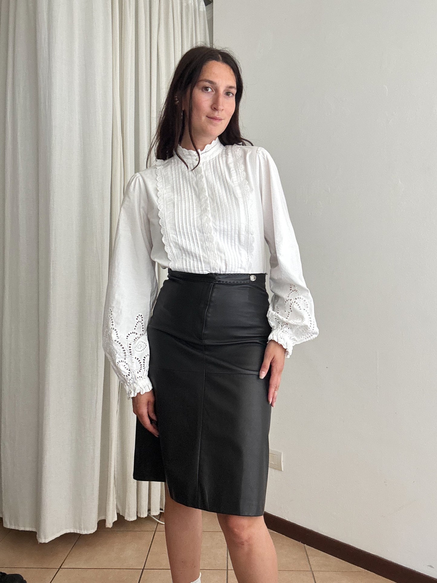 Camicia con maniche a sbuffo M