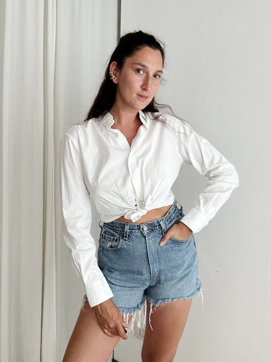 Crop + scrunchie bianca
