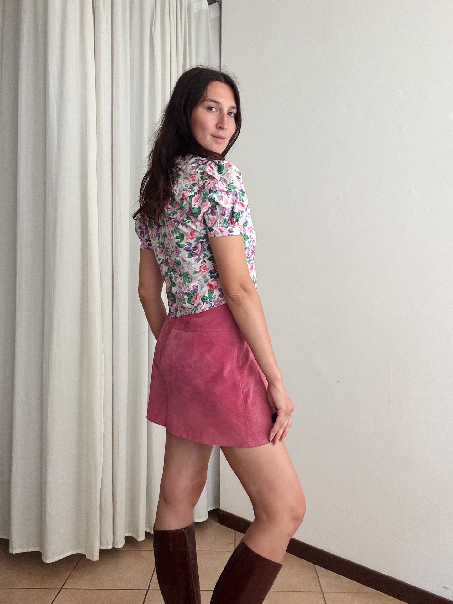 Gonna pelle rosa 42