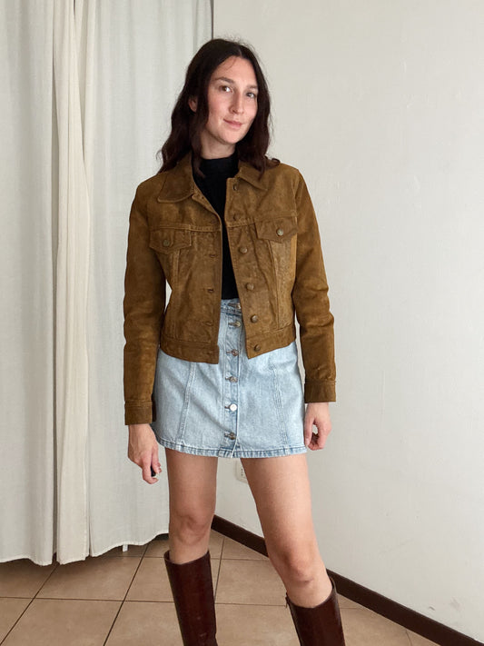 Giacca in pelle marrone S