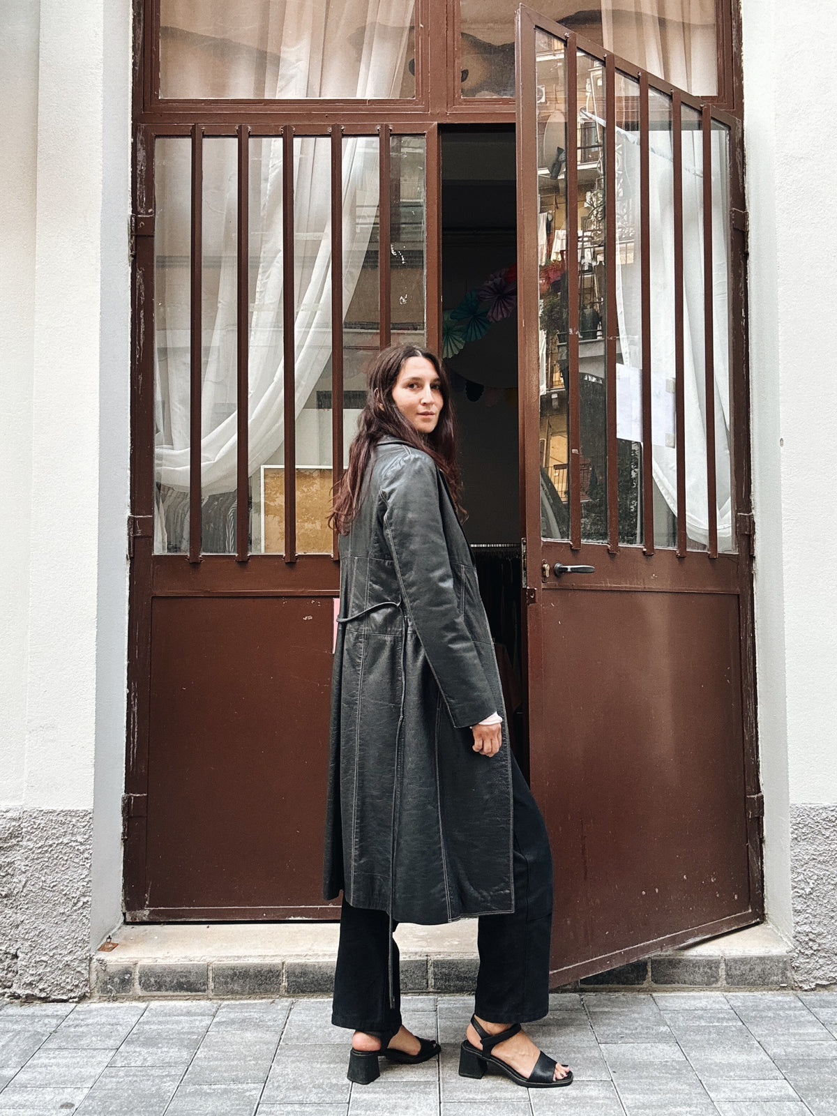 Trench in pelle nera Alysi M
