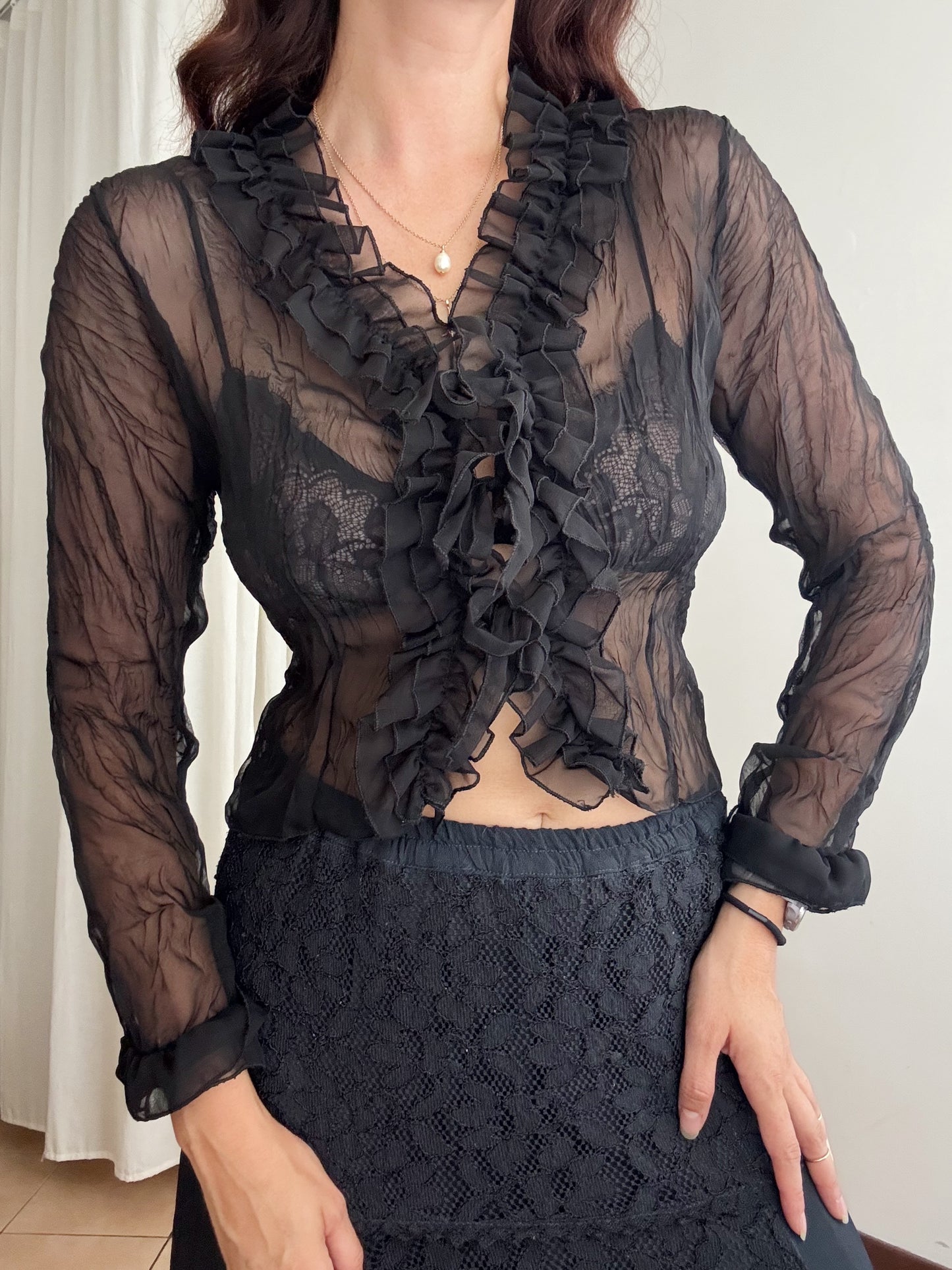 Blusa in organza nera M