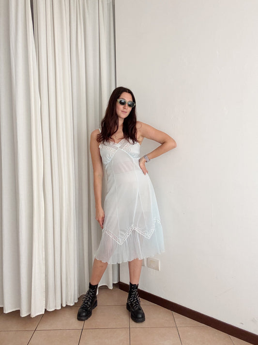 Sottoveste azzurra pizzo M