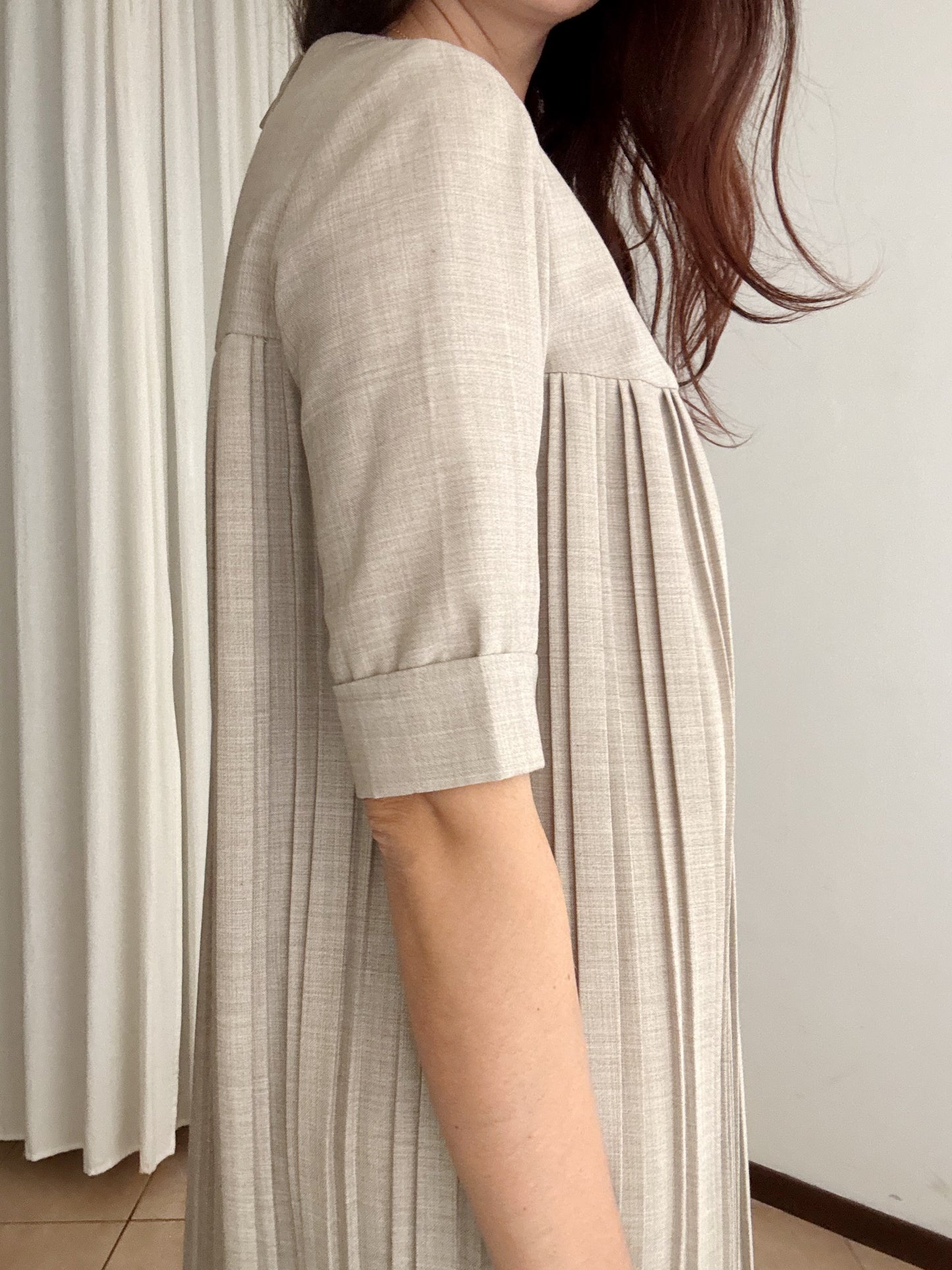 Abito plissettato beige S/M