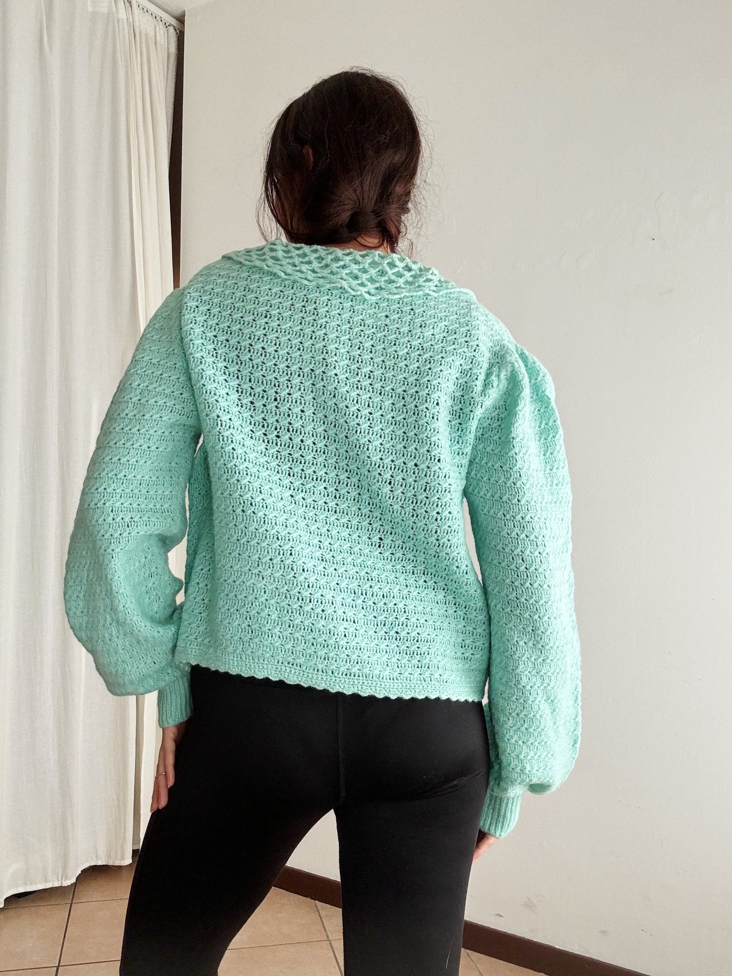 Cardigan verde acqua L