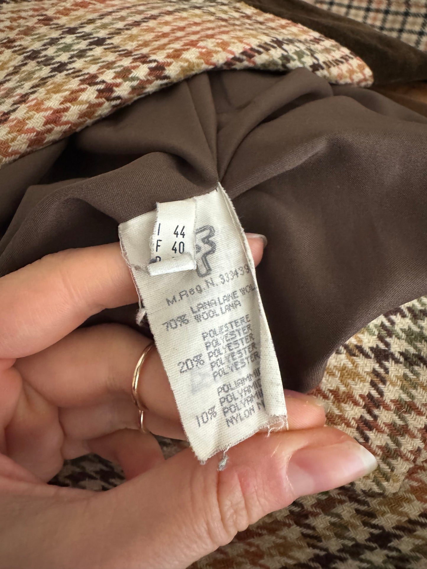 Blazer pied de poule colletto velluto marrone 44