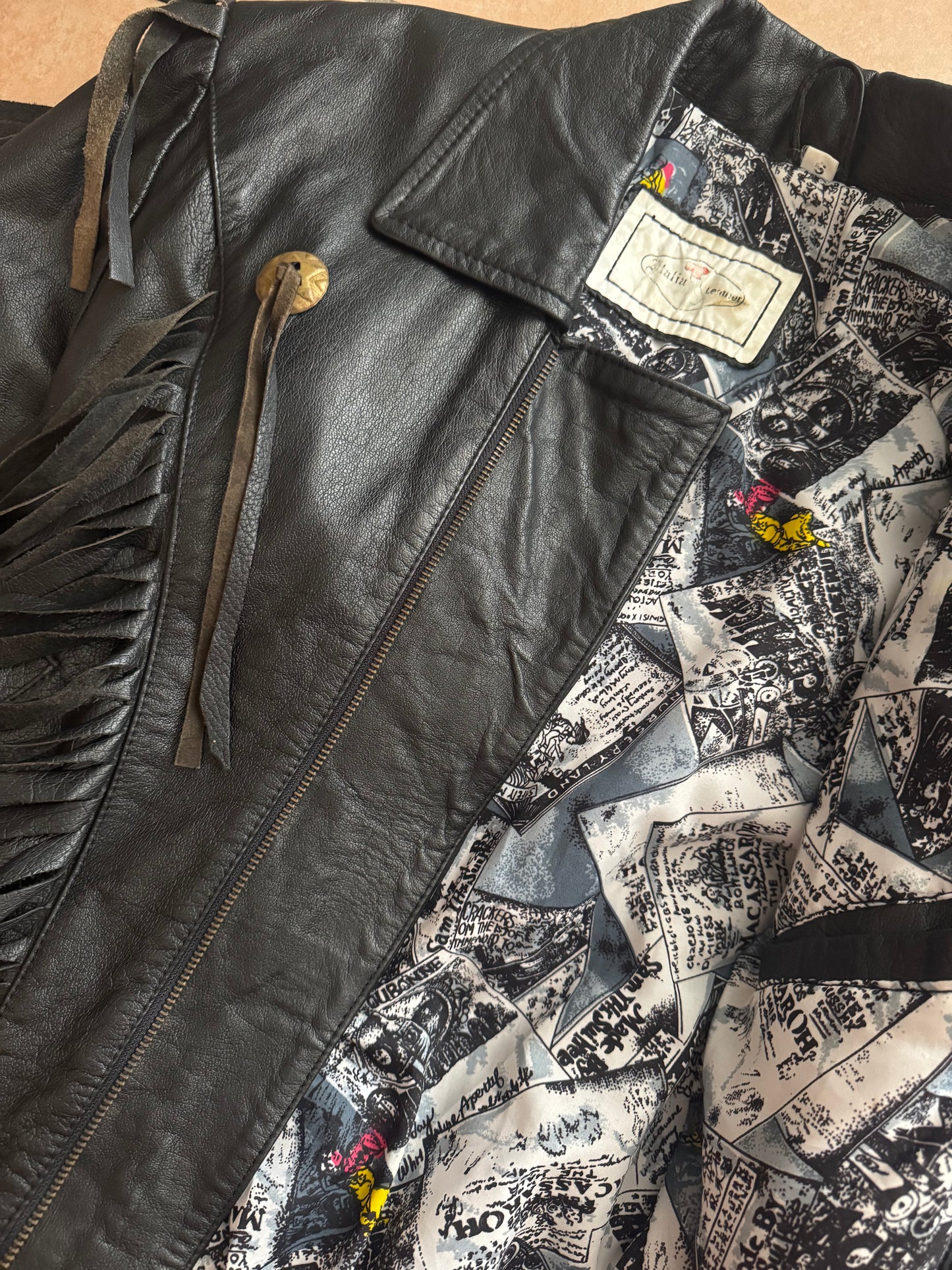 Giacca in pelle frange S