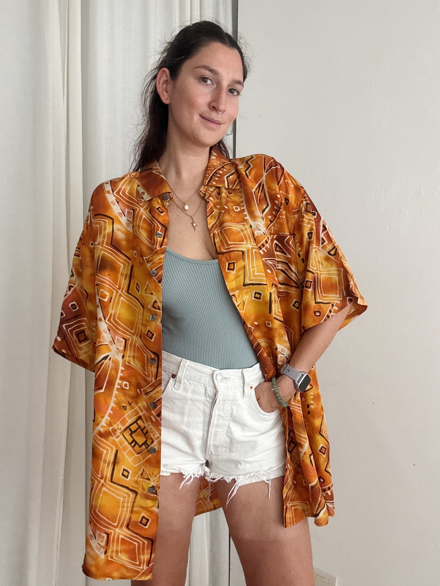 Camicia seta arancione XL