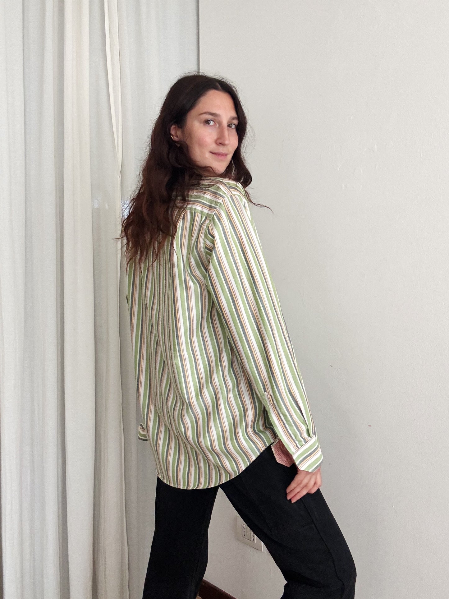 Camicia uomo a righe verdi 42