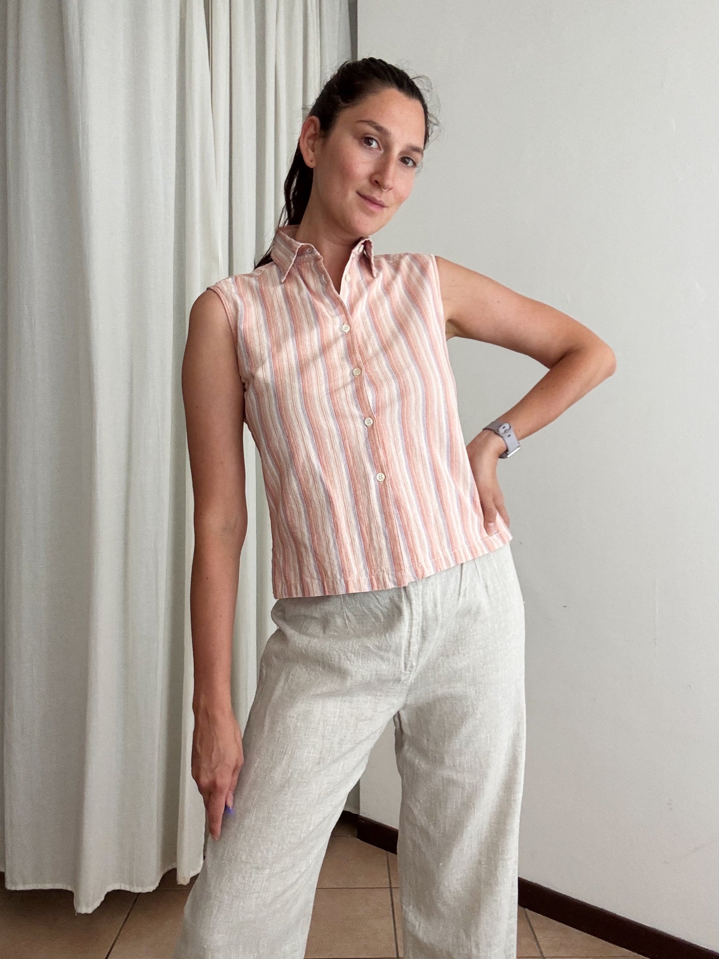 Camicia rosa smanicata S