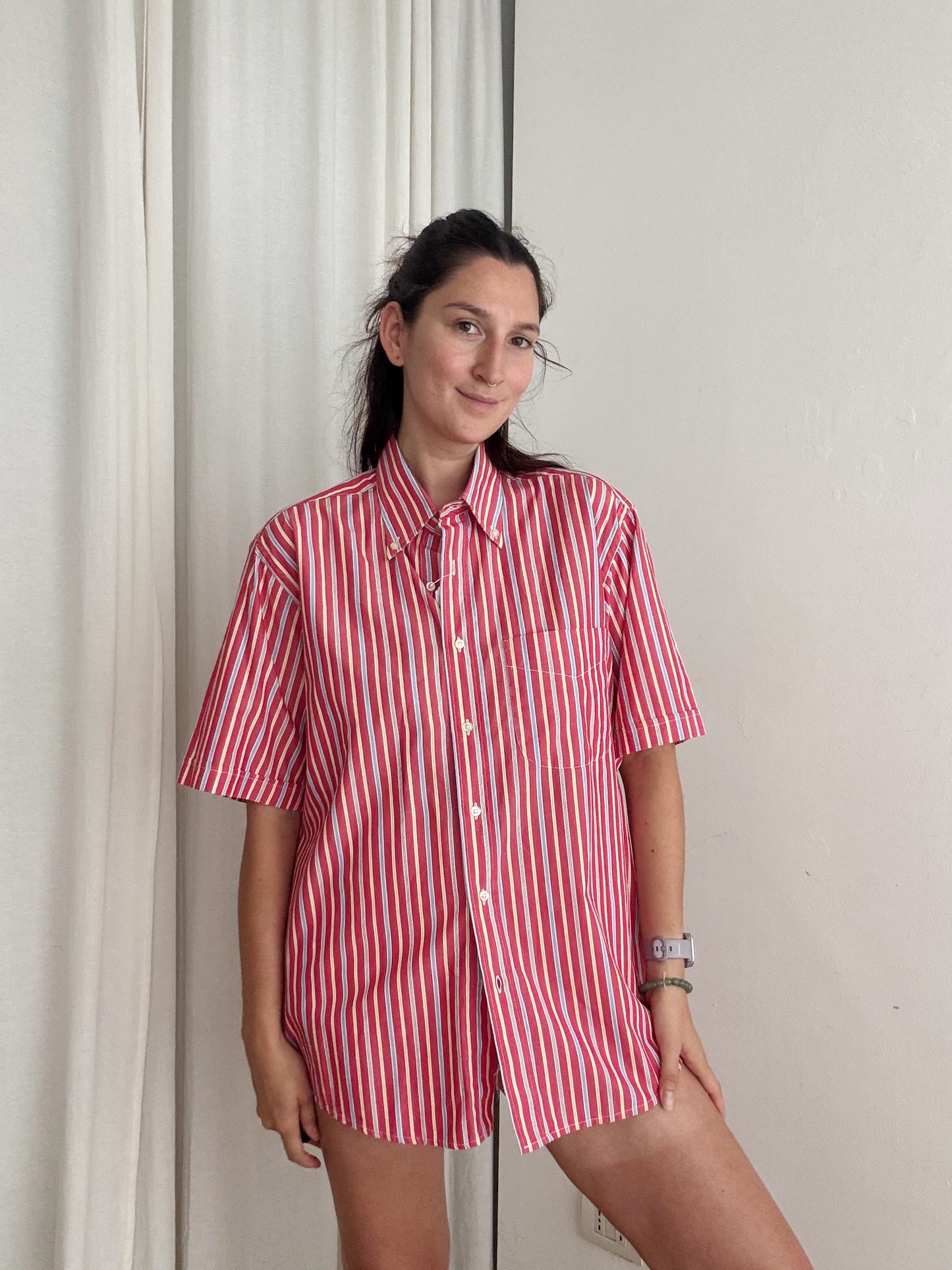 Camicia a righe rossa L