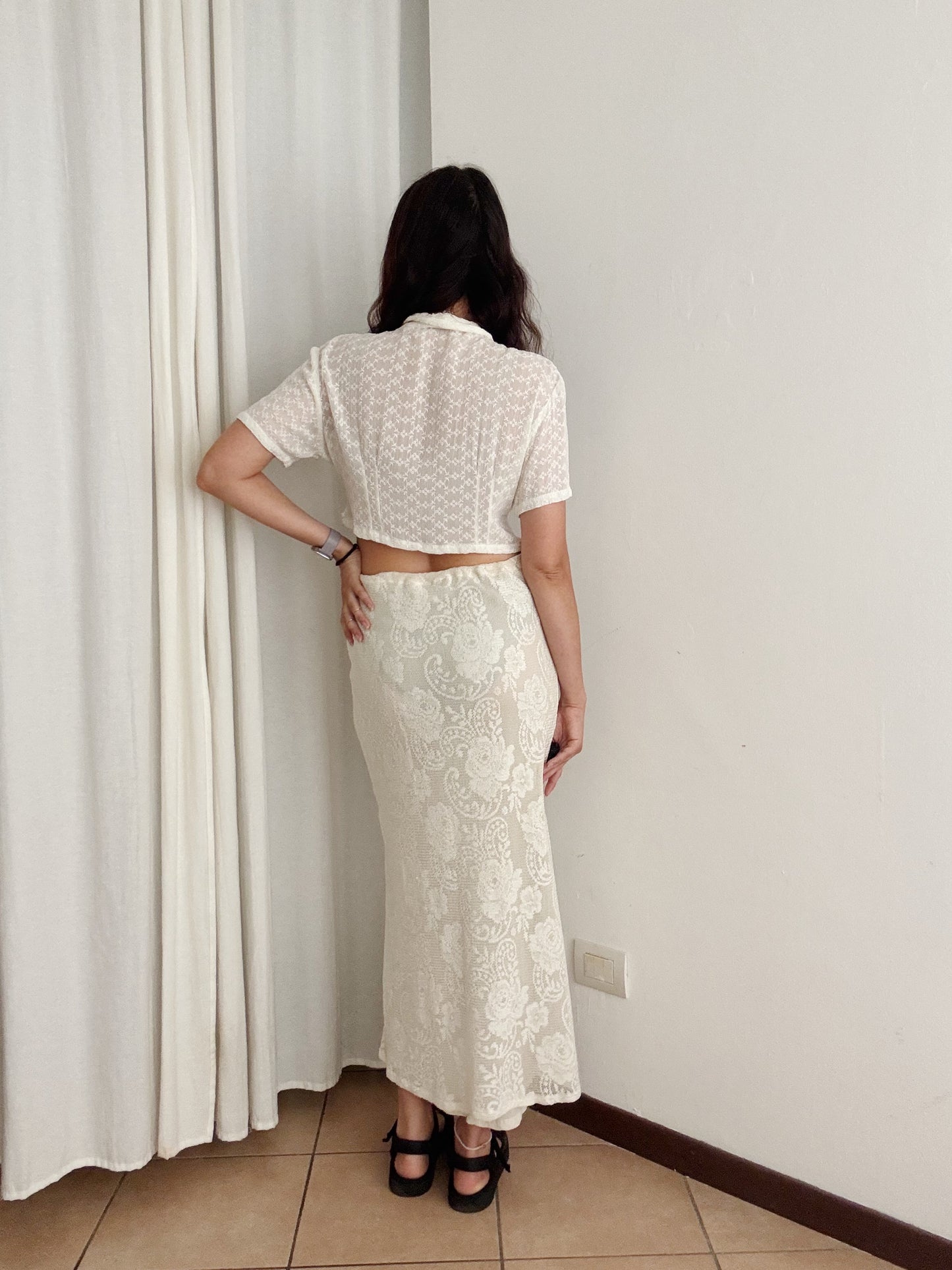 Gonna in pizzo bianco M