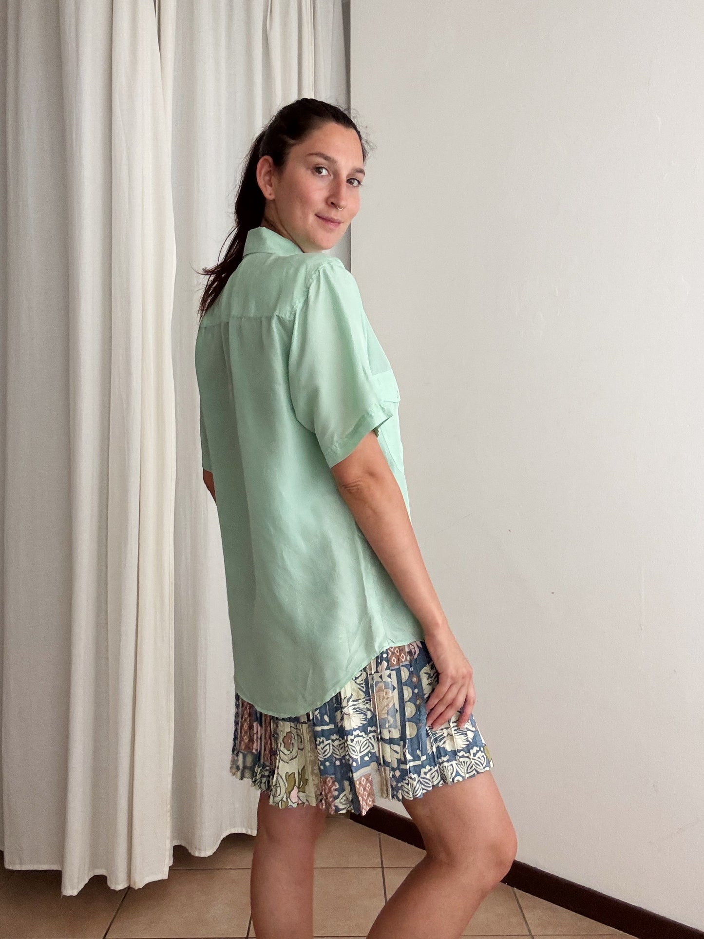 Camicia seta menta M