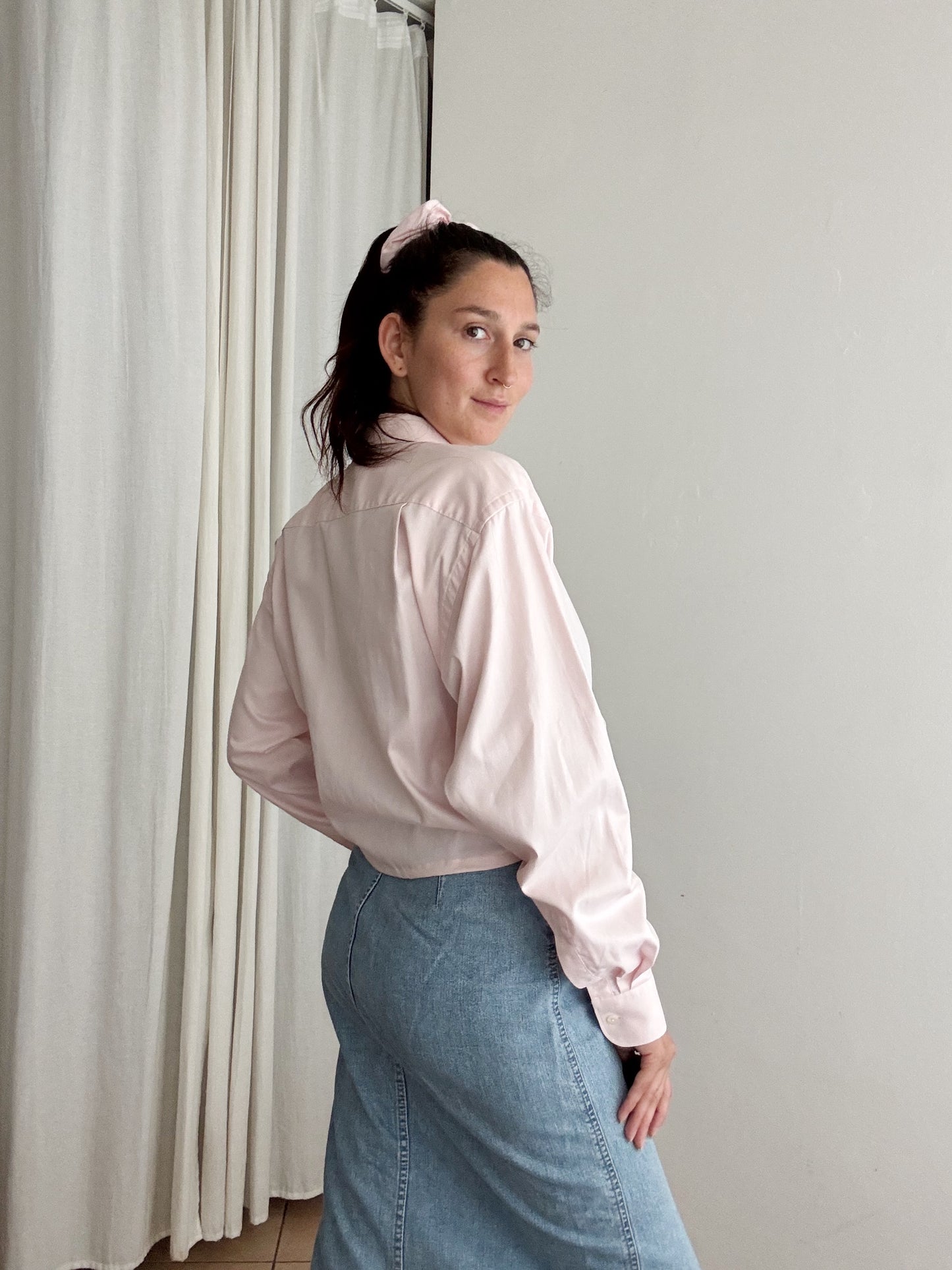 Crop + scrunchie rosa